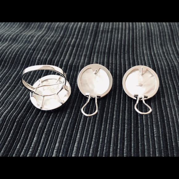 🥰 Mabe Pearl Sterling Silver 925 Ring & Earrings Set Beautiful 😍 - Picture 4 of 17